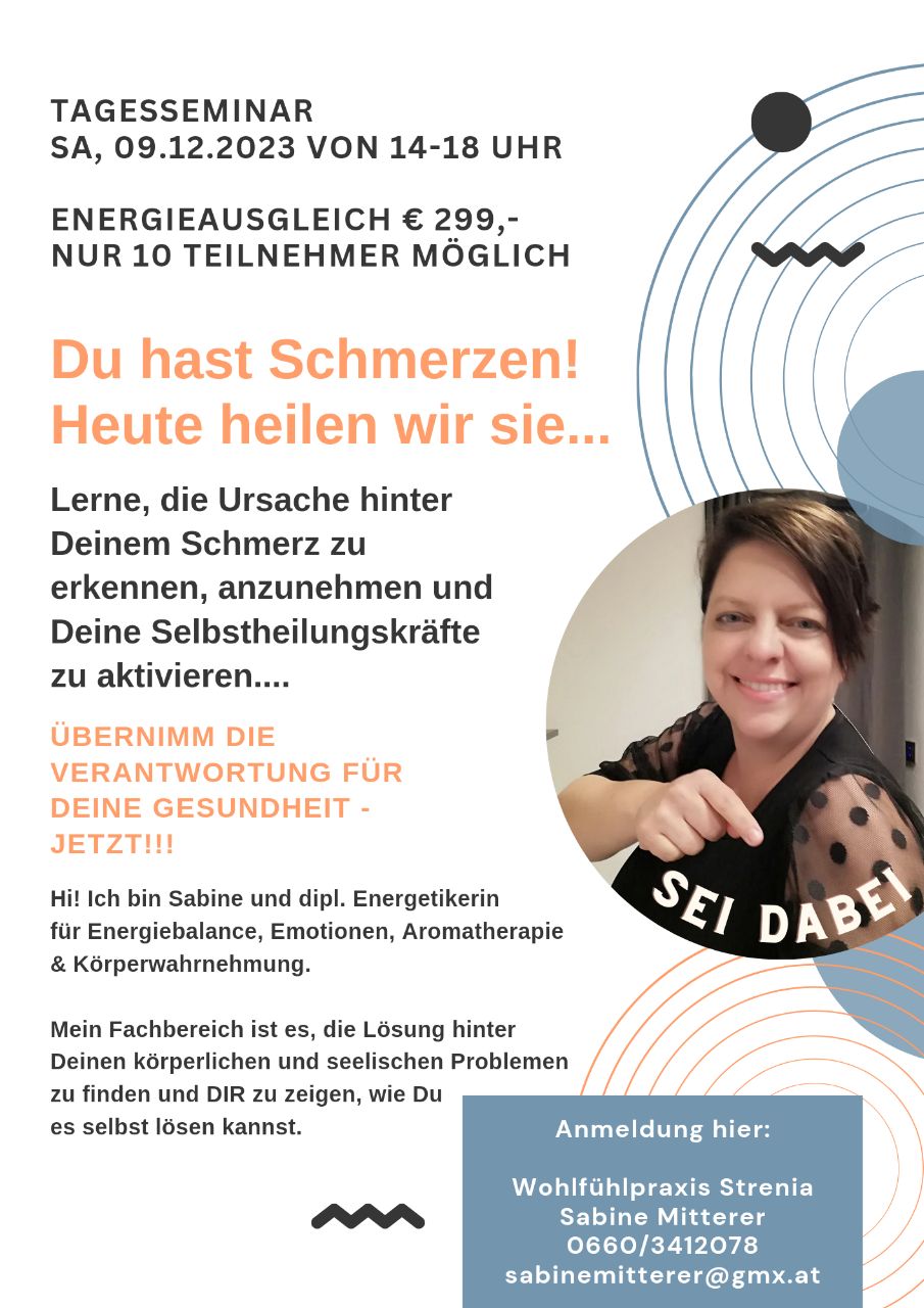 Sabine Mitterer, Tagesseminar Schmerzen heilen- St. Pölten